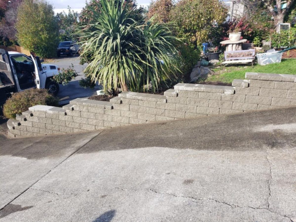 Stepped Retaining Wall On A Steep Grade