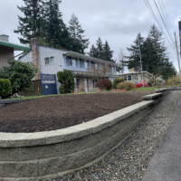 This is an updated photo on the retaining wall from our previous post! Front yard retaining wall